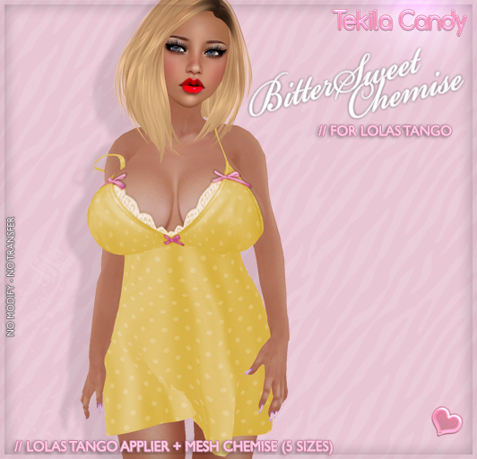 *TC* BitterSweet - Chemise - Yellow - FOR LOLAS TANGO - Partial mesh
