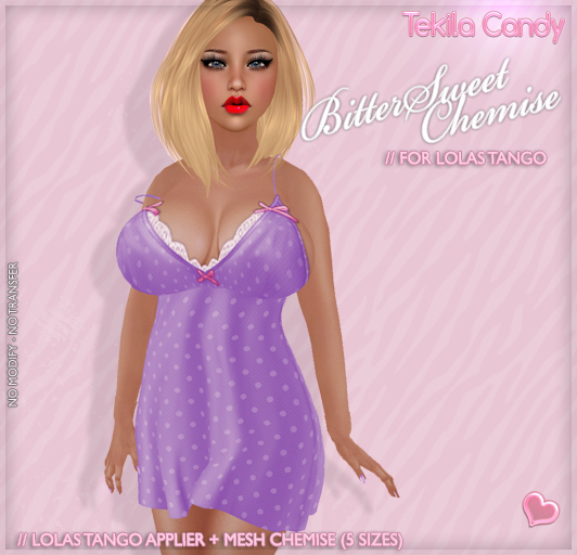 *TC* BitterSweet - Chemise - Purple - FOR LOLAS TANGO - Partial mesh