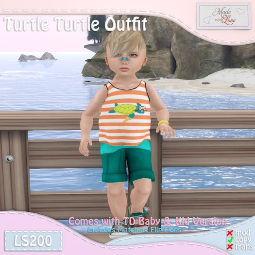 [Made With Love] Turtle Turtle Outfit BOXED - Baby & Kid Sizes