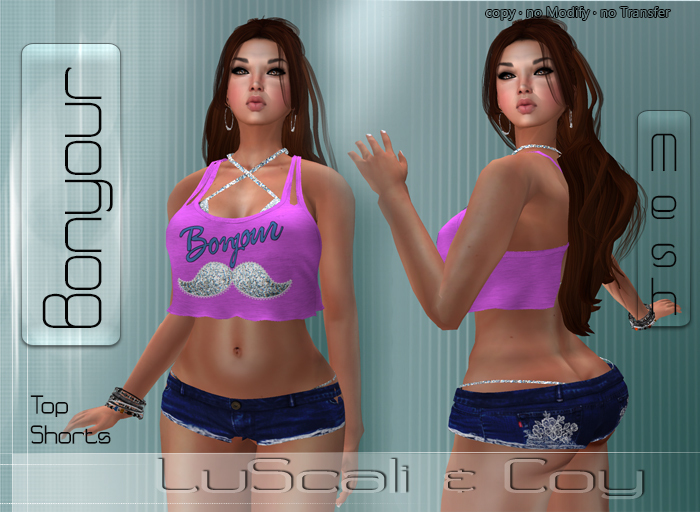 .:LS:.Bonyour Fit-Mesh Bikini Top-Shorts