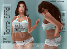 .:LS:.Torre Eiffel Fit-Mesh Bikini Top Shorts