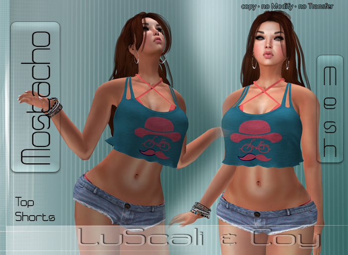 .:LS:.Mostacho Fit-Mesh Bikini Top-Shorts