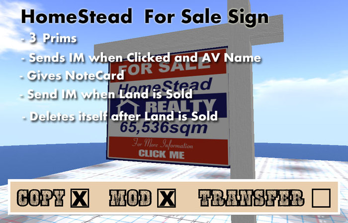 4 Sale Land Sign for Homesteads