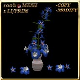 LW_ Mesh Cypress Vine and Daffodils in Vase - Cobalt Blue (1 LI / Prim) 