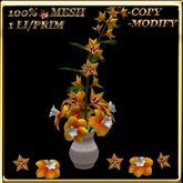 LW_ Mesh Cypress Vine and Daffodils in Vase - TerraCotta Yellow (1 LI / Prim) 