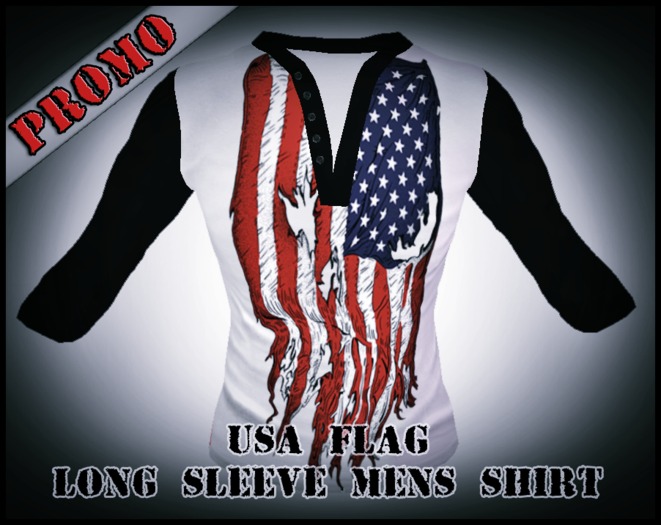 T&C U.S.A Flag Long Sleeve Mesh Shirt ( Black Sleeves )