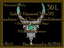 *Kushi* Jade & Diamond Neck Trim 343x512 Applique / Embellishment / Trim with Alpha Full Perms Materials Ready