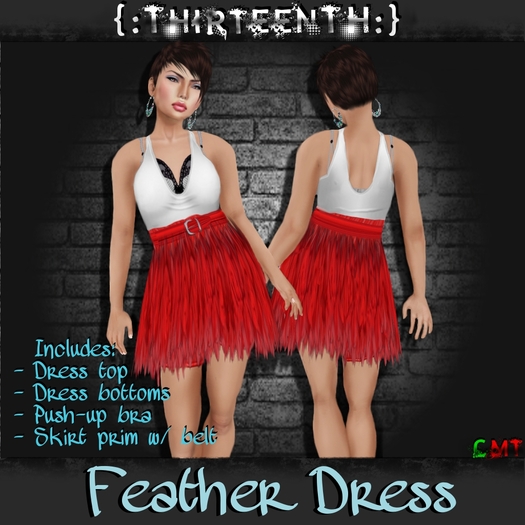{:ThirteenTH:} Feather Dress_Red [boxed]