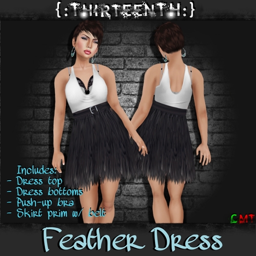 {:ThirteenTH:} Feather Dress_Black 