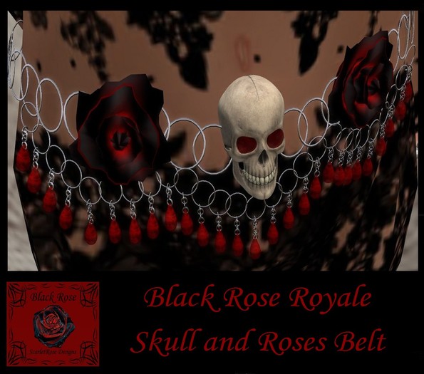 S.R.D. BLACK ROSE SKULL & ROSES BELT
