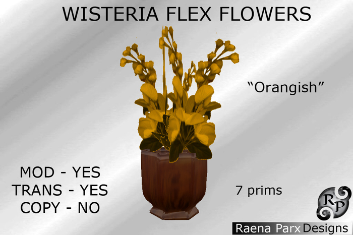 WISTERIA FLEX FLOWERS IN VASE - ORANGISH  - *RPD*