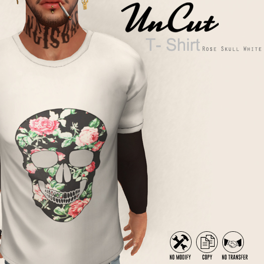 Uncut T-shirt - Rose Skull