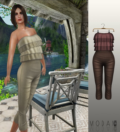 ::M.O.D.A.N.M.E.S.H.::Ruffle Jumpsuit Brown