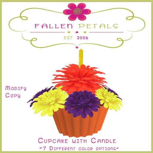 ~*~FP~*~ Cupcake Flowers Blues with Candle