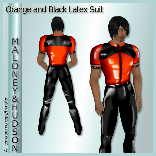 Mens Latex / PVC Suit in Orange and Black