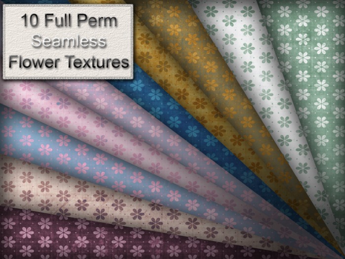 10 FULL PERM Seamless Grungy Flower Cloth Textures vol2
