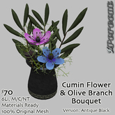 % Cumin & Olive Bouquet - Antique Black *MESH*