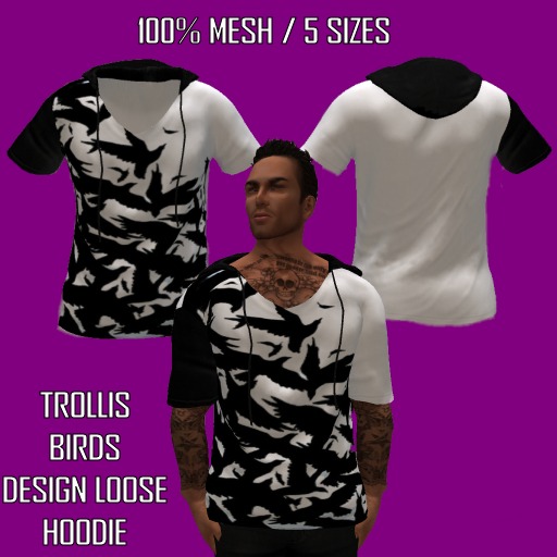 Trollis - Mesh Loose Hoody - Birds - Boxed