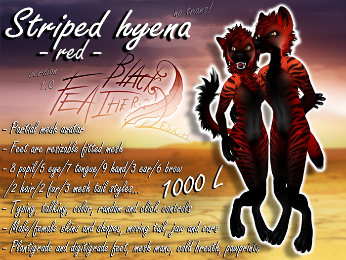 Hyena furry avatar - Striped Red - BFD