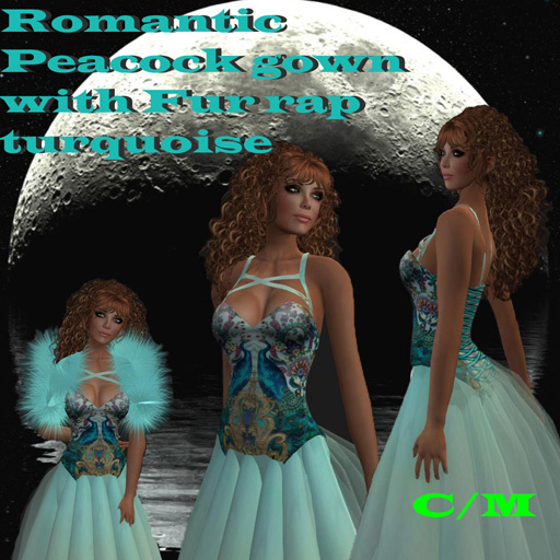 PEACOCK CORSET GOWN TURQUOISE