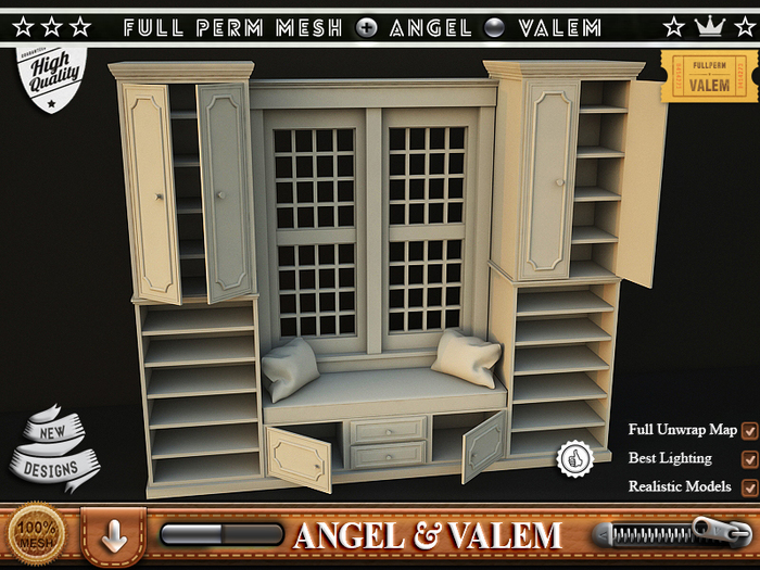 .::VALEM::. Full Perm Mesh Great  Window Seat Cabinets