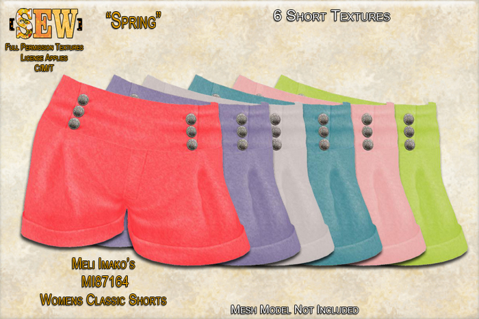 [SEW] Full Permission Textures for MI87164 Womens Classic Shorts Spring