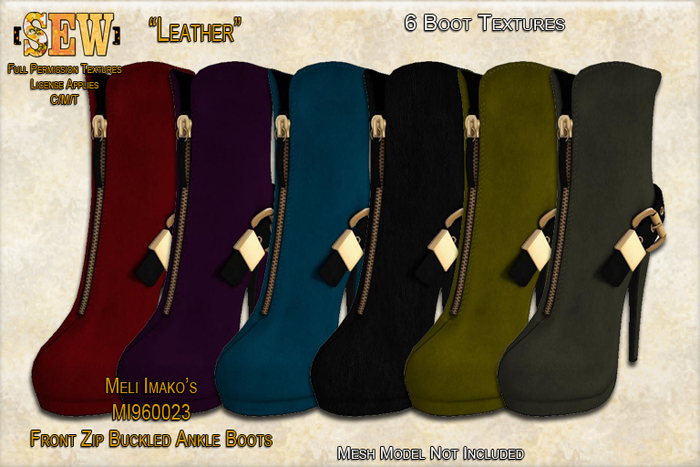 [SEW] Full Permission Textures for MI960023 Front Zip Buckled Ankle Boots Leather