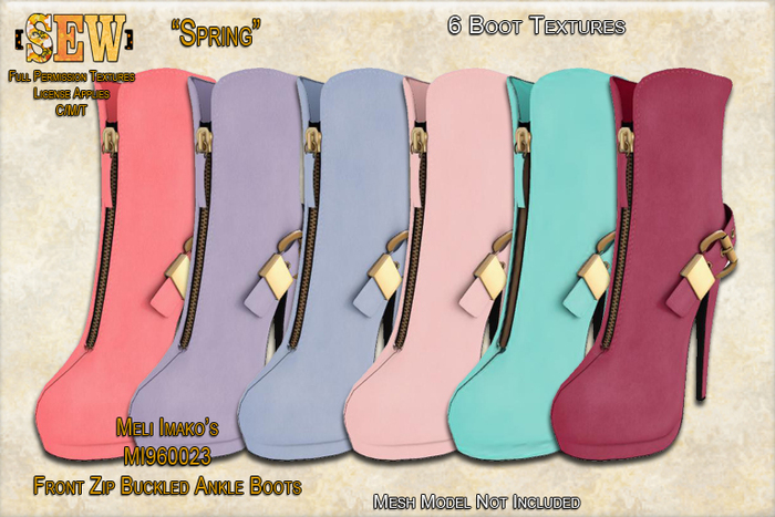 [SEW] Full Permission Textures for MI960023 Front Zip Buckled Ankle Boots Spring