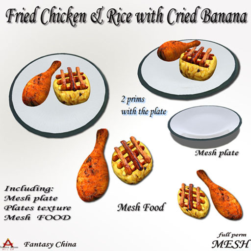 Full Perm Fried Chicken & Rice with fried Banana