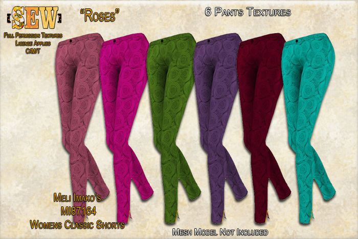 [SEW] Full Permission Textures for MI960006 Womens Skinny Pant Rose