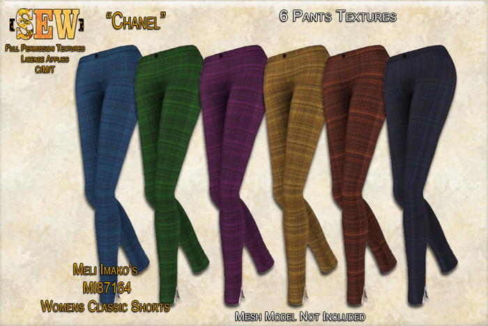 [SEW] Full Permission Textures for MI960006 Womens Skinny Pant Chanel