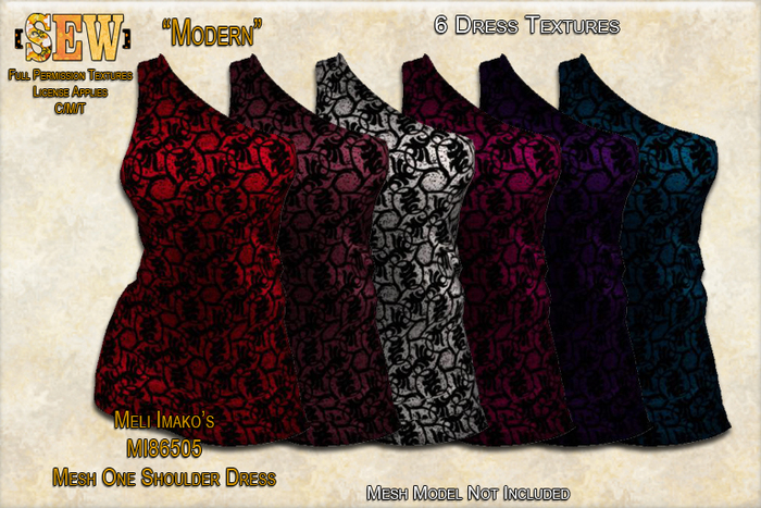 [SEW] Full Permission Textures for MI86505 Mesh One Shoulder Dress Modern
