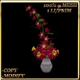 LW_ Mesh Cypress Vine and Daffodils in Vase - Red Yellow (1 LI / Prim) 