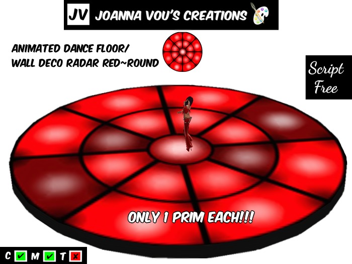 ::JV::Animated Dance Floor/Wall Deco Radar Red~Round