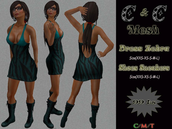 *clothes MESH woman Dress Zebra Shoes Sneakers (Black/Aqua)*