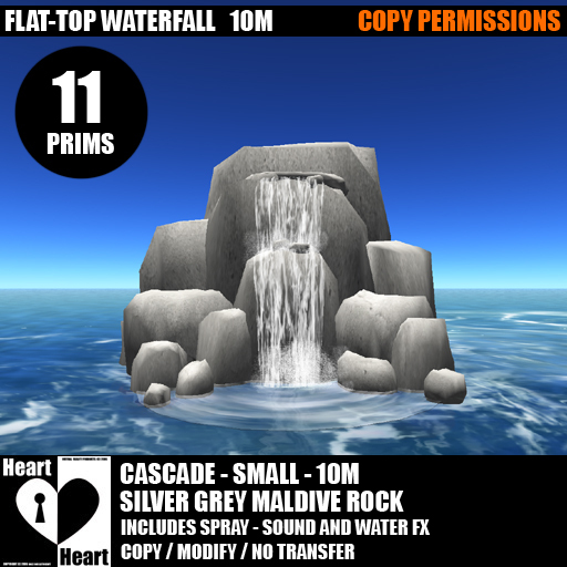 Waterfalls – Flattop Cascade Waterfall – Silver Grey Maldive Rocks – 10m