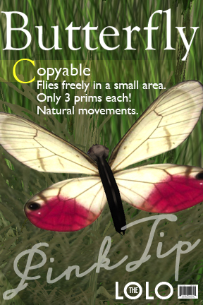 COPYABLE Free-flying Butterfly - Pink Tip