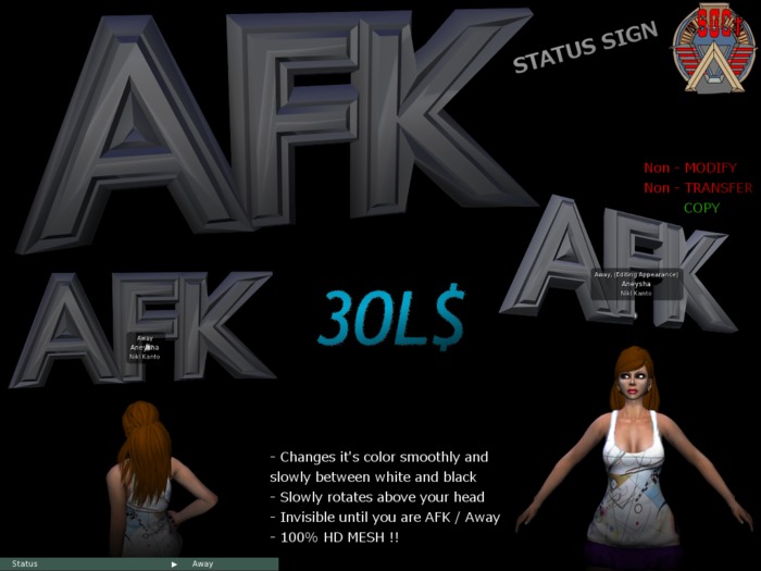 AFK / AWAY status sign