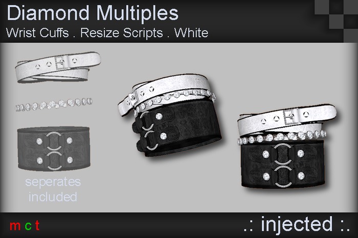 .: Injected :. Diamond Multiples Wrist Bands - White