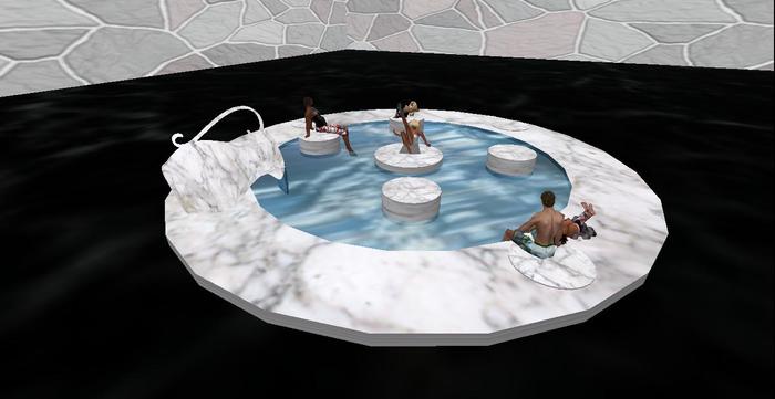 White Marble Mesh Wading Pool With Sitting Stones