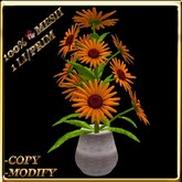 LW_ Mesh Daisy Plant in Vase -  Red Pollen Tangerine (1 LI / Prim)