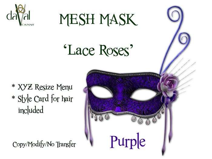 daVal Masks - Lace Roses - Black DEMO