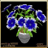 LW_ Mesh Potted Carnations - Dark Blue White Fringe (1 LI / Prim)