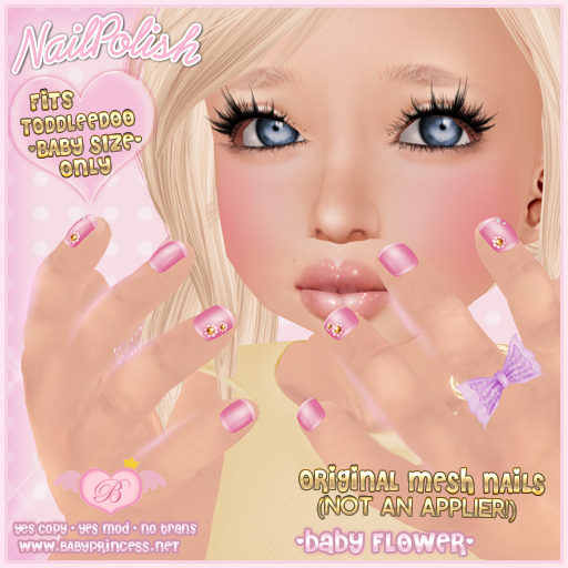:*BABY*: ToddleeDoo MESH Nails - Baby Flower Pink