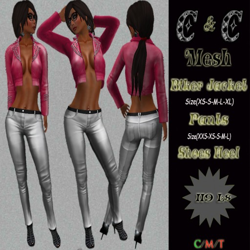 *clothes MESH woman Biker Jacket Pants Shoes Heel Pink*