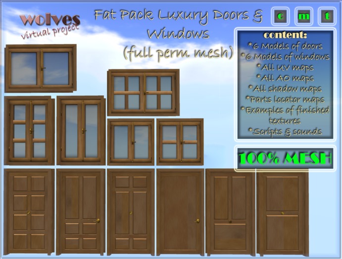Second Life Marketplace - WVP Fat Saving Pack Luxury Doors & Windows ...