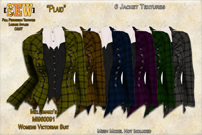 [SEW] Full Permission Textures for MI960091 Womens Victorian Suit  Plaid