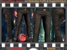 ZED MESH MATERIALS ENABLED: Bronze Jeans with Hideable Cuffs + SuperZed Belt. Available in 6 Colours