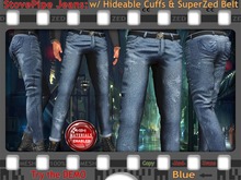 ZED MESH MATERIALS ENABLED: Blue Jeans with Hideable Cuffs + SuperZed Belt. Available in 6 Colours