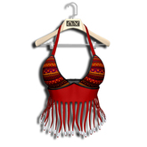 .:Vitrimi:. Beaded Fringed Top Aztec Red